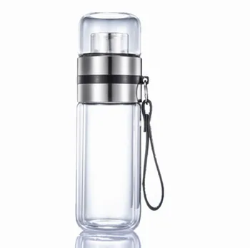 

Glass Water Bottle Insulated Brief Leak Proof Kettle Portable With Tea Infuser Business Protector Office Bottle Thermos Sport