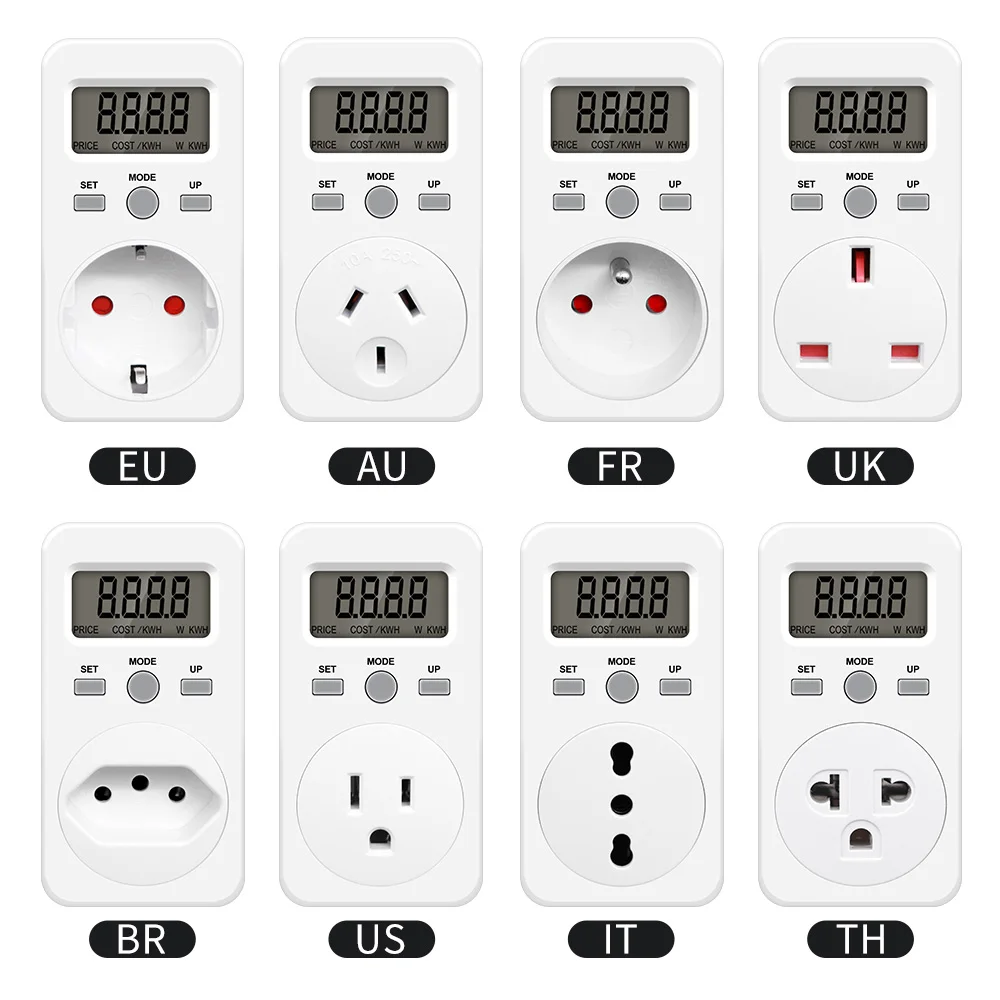 

Energy Meter Wattmeter Digital Voltage Consumption Watt AC Electricity Power Analyzer Monitor Meter Measuring Socket EU UK Plug