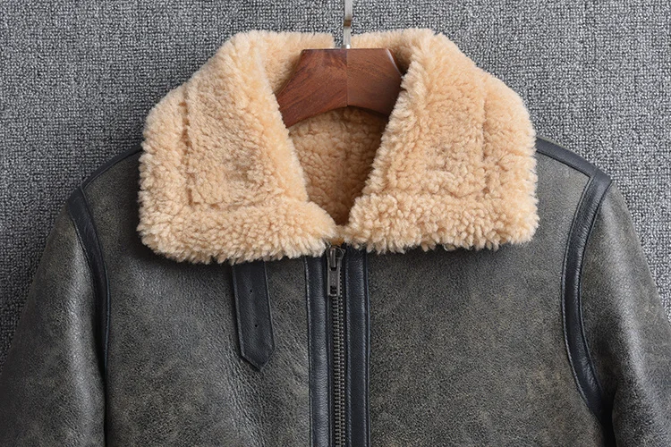 Free shipping.2021 winter warm natural fur jacket,classic B3 shearling clothes,Man genuine leather coat.quality wool clothing guess genuine leather coats & jackets