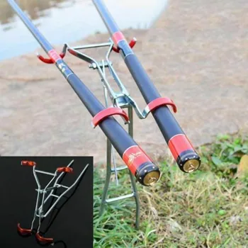 BEST DEAL ❤️ Double Pole Bracket Practical Fishing Rod Holder Fishing Tool Fishing Accessories Portable Foldable Adjustable - discount item 10% OFF Sports & Entertainment