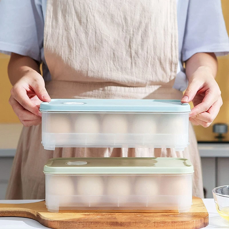 Plastic Egg Box For Refrigerator Stackable Transparent Container Cups With 10 Grids Kitchen Organizer |