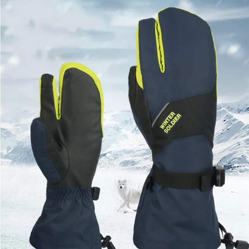 Skiing-Gloves Mittens Touch-Screen Warm Winter Waterproof Adult Teenager Men-25 3-Fingers