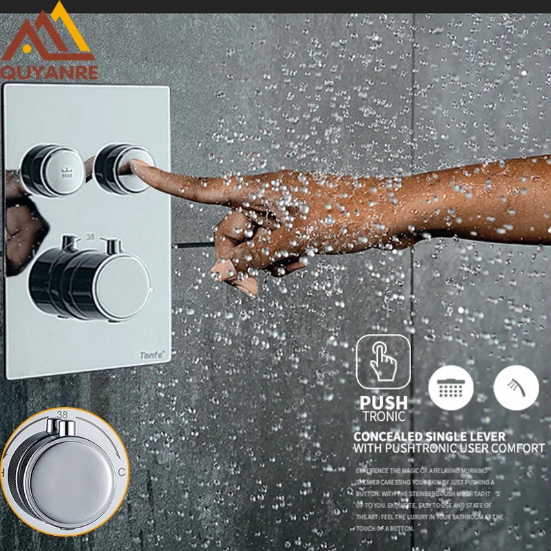 quyanre wanfan thermostatic mixer tap 2 buttons switches thermostatic mixer bathroom faucet accessory