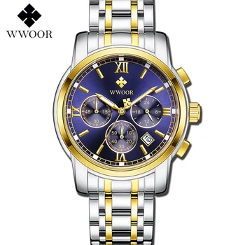 

WWOOR Luxury Luminous Watches Men Steel Belt Waterproof Quartz Wristwatch Relogio Masculino Auto Date Sport Colck Montre Homme