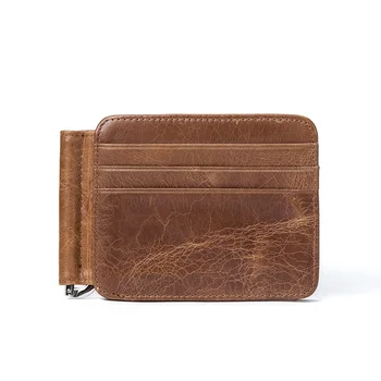 

MVA Men's Card Bag Genuine Leather Card Holders Vintage ID Card Holder Money Coin Pack Short Wallet