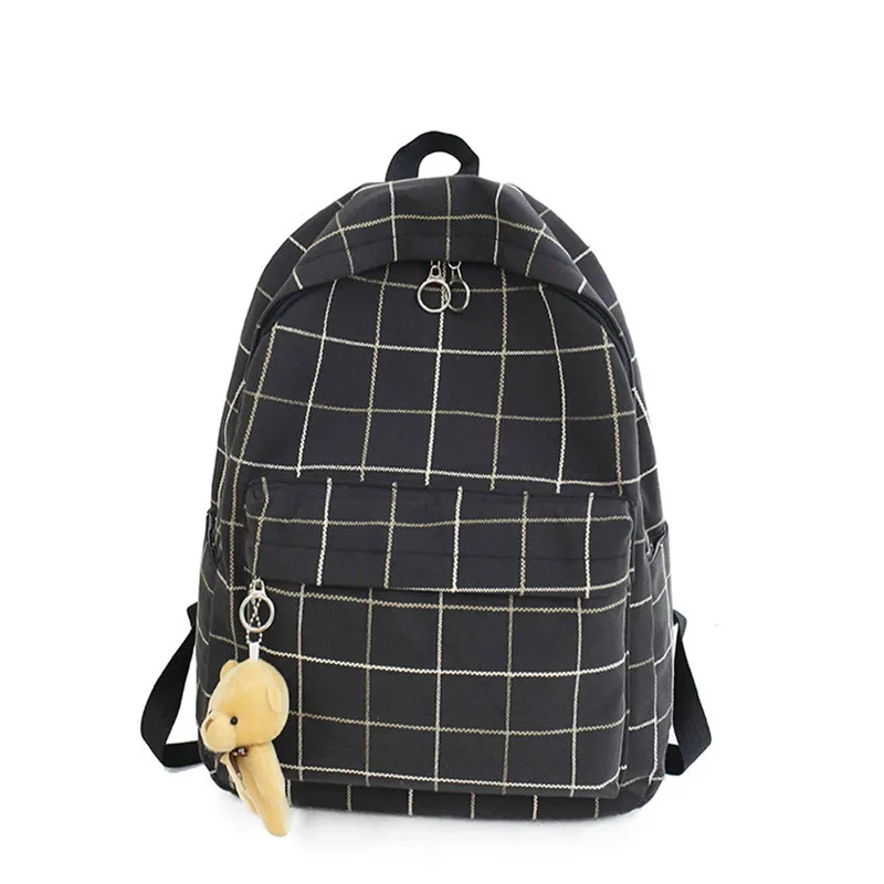Small Fresh Plaid Canvas Ladies Backpack New Fashion High Quality Student Bag Casual Wild Large Capacity Travel Backpack