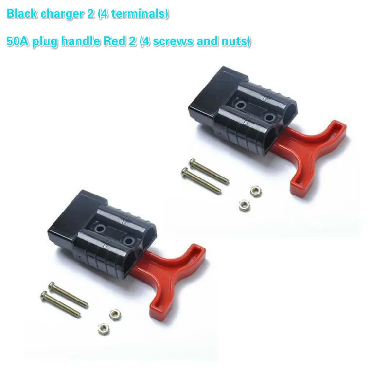 

2 black chargers (4 terminals) + 50A plug handle 2 red (4 screws and nuts) quick connector kit connection, disconnect the winch