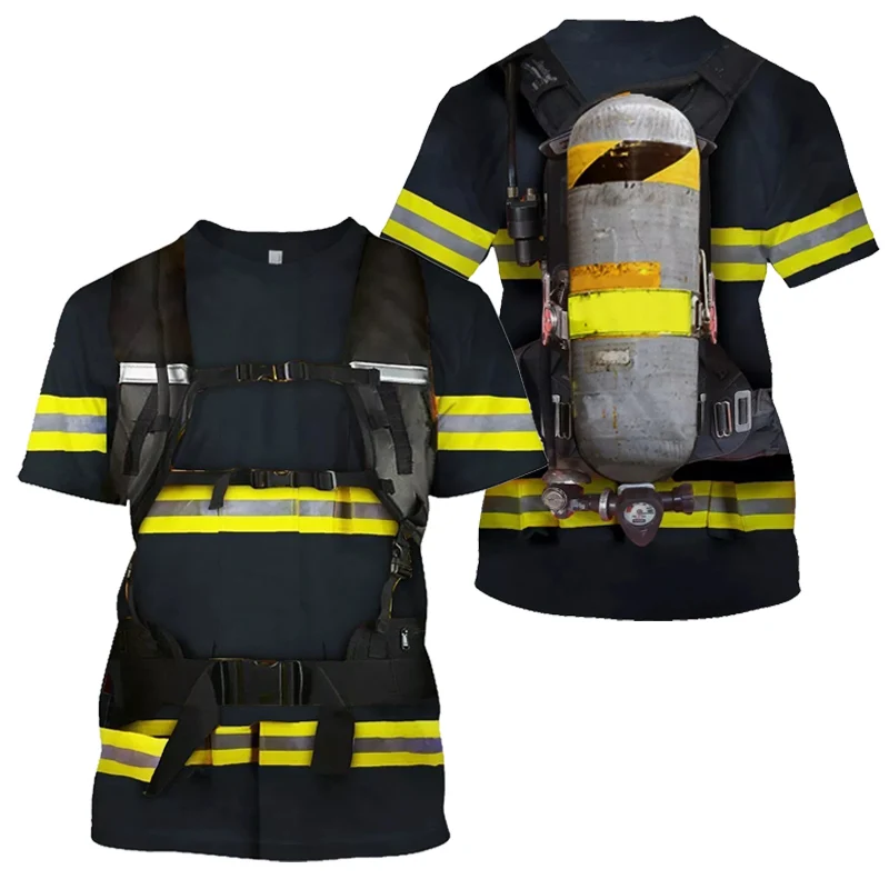 Firefighting 02 Крутая 3D печать Косплей пожарная Футболка мужская хип-хоп Уличная футболка человек Готический тройник одежда в стиле панк топы 5XL - Цвет: Firefighting 02