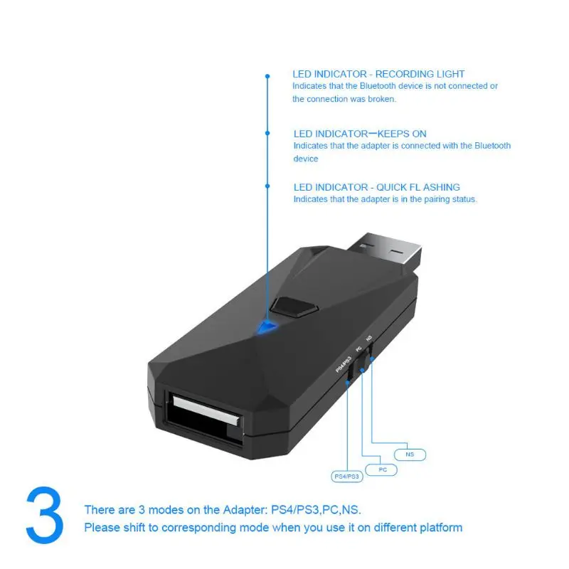 Беспроводной USB контроллер конвертер проводной Bluetooth адаптер рукоятки для переключателя/PS4 A5YA