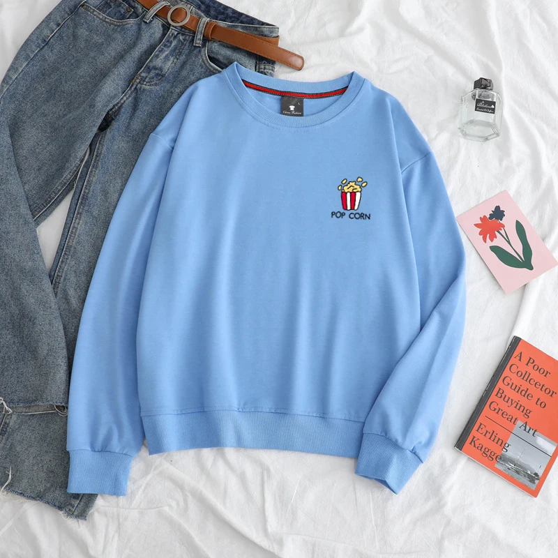 

Women's large size autumn long-sleeved cotton T-shirt college student shirt loose printed T-shirt