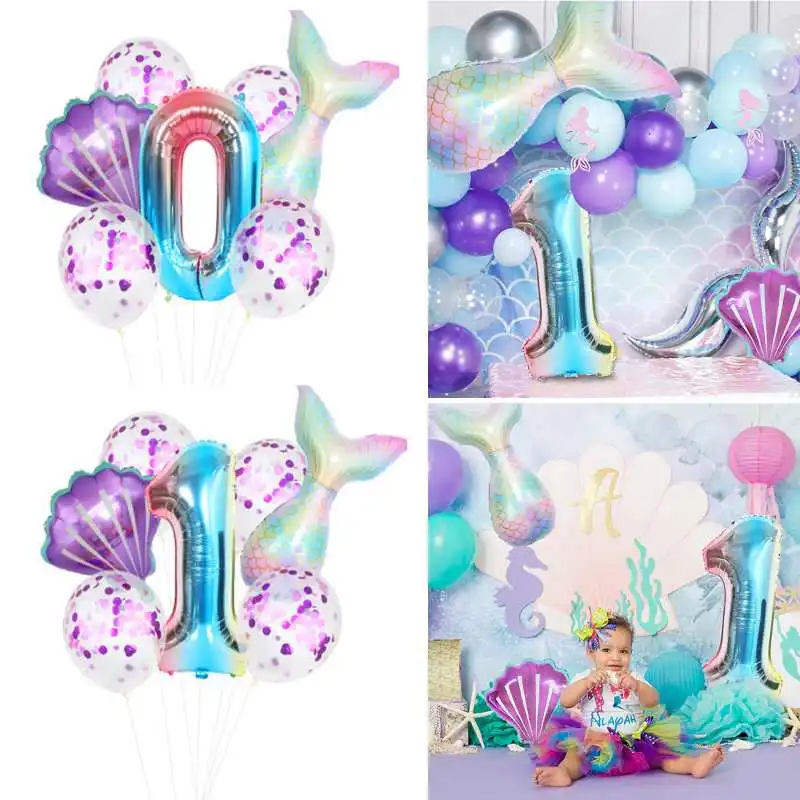 Воздушный шар с хвостом русалки гирлянда маленькая Русалочка воздушный