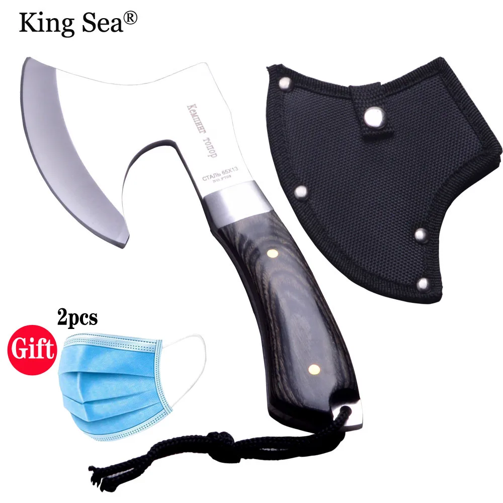 HACHA ACERO multifuncional Tomahawk montaña supervivencia MANGO MADERA