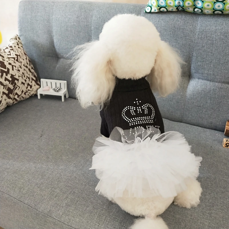 New Wedding Dogs Clothes Autumn Winter Princess Puppy Warm Luxury Pet Puppy Ruffle Dress For Small Dogs Girl Yorkie Chihuahua