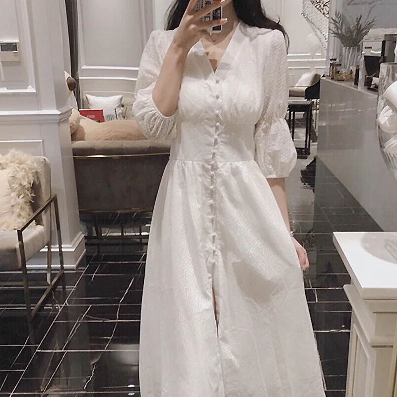 white maxi dress with split