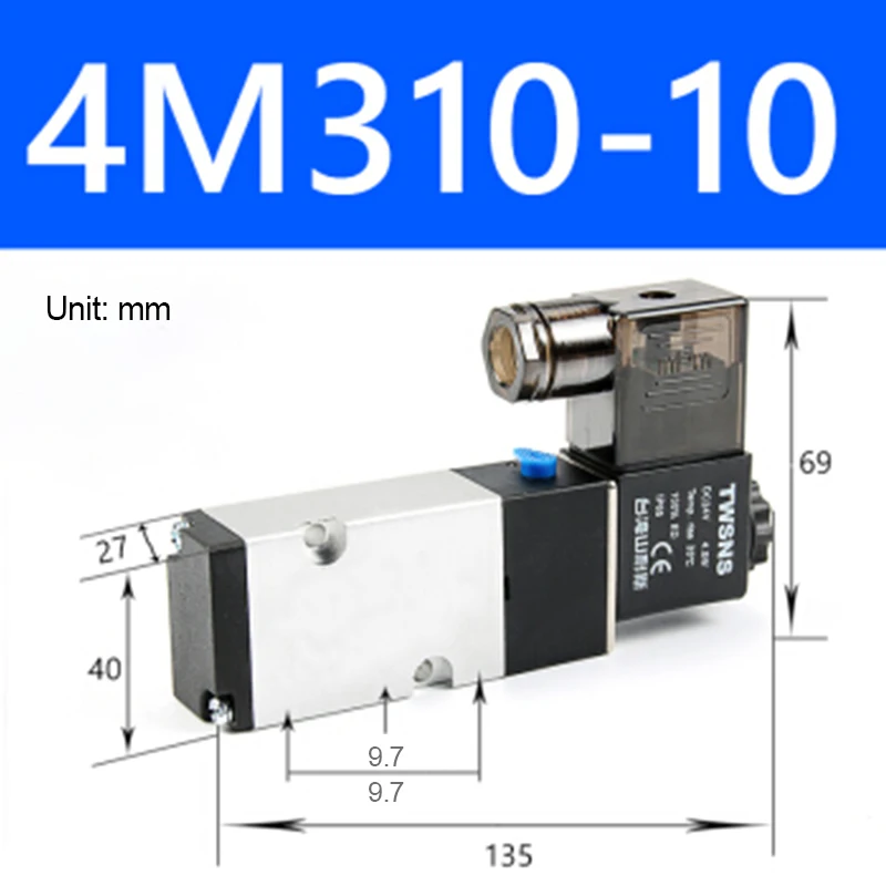 4M310-10-DC24 Пневматический шпон Тип Электромагнитный клапан 4M210-08 4M310-10 2nd пятиходовой Реверсивный пневматический AirTAC Тип - Цвет: 4M310-10-DC24