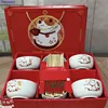 Gift Ceramic Tableware Lucky Cat Tableware Set Blue and White Porcelain Bowl Ceramic Bowl Gift Box Dinner Sets Bone China ► Photo 1/6