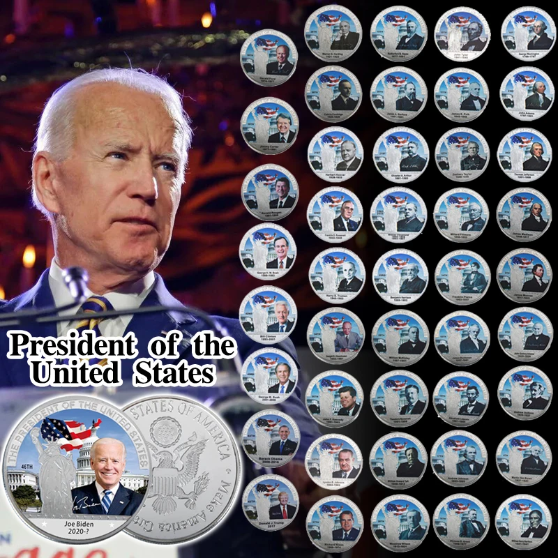 45pcs New US Presidents Silver Plated Coins Collectibles with Coin Holder Donald Trump Original Coins Gift Souvenir Dropshipping