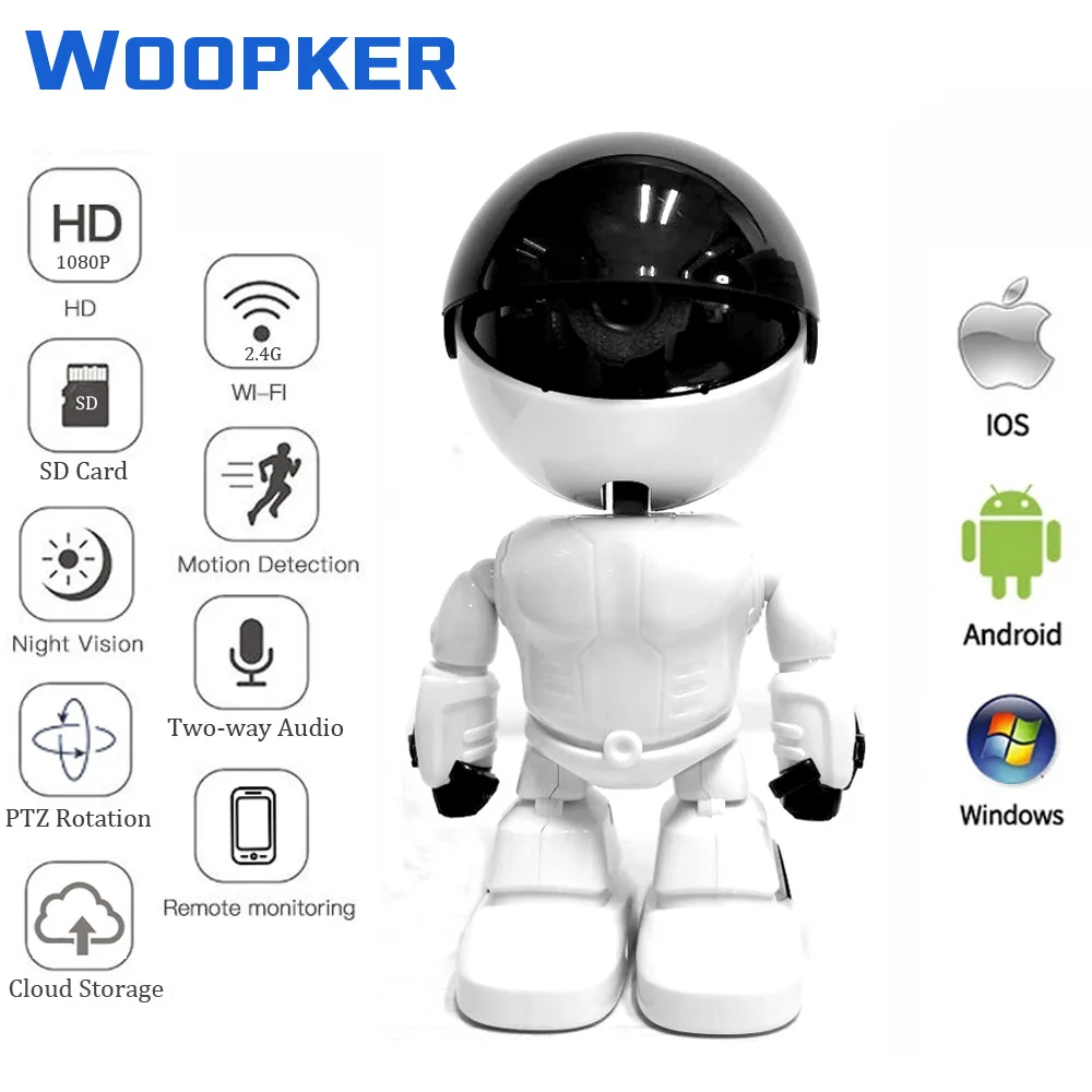 HD WIFI IP Camera 1080P Home Secutity Wireless Baby Monitor Auto Track Robot Surveillance Video APP Control | Безопасность и