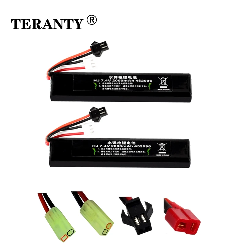 TREANTY 2 шт. Аккумулятор для водяного пистолета 2S 7 4 в 2000 мАч Lipo аккумулятор AKKU Mini Airsoft