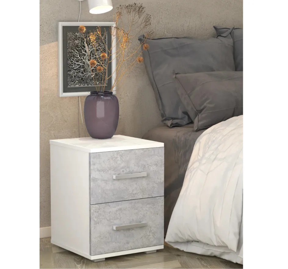 Rustic Wooden Bedside Table with 2 Drawers for Living Room Couch End Side Bedroom Nightstand 35x35x44.6 cm | Мебель