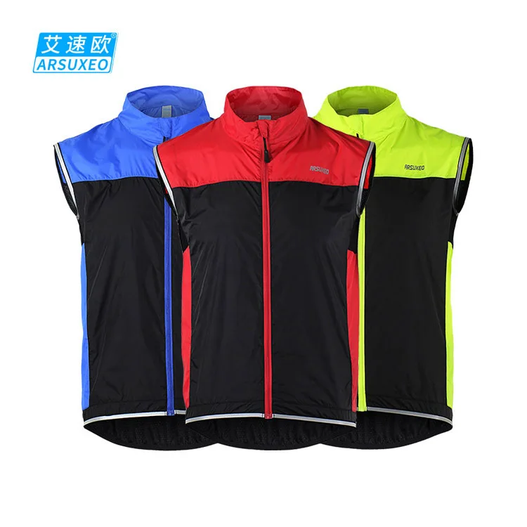 

Arsuxeo Ultra-Thin Riding Running Windproof Waistcoat Sleeveless Breathable Sports Riding Windbreaker