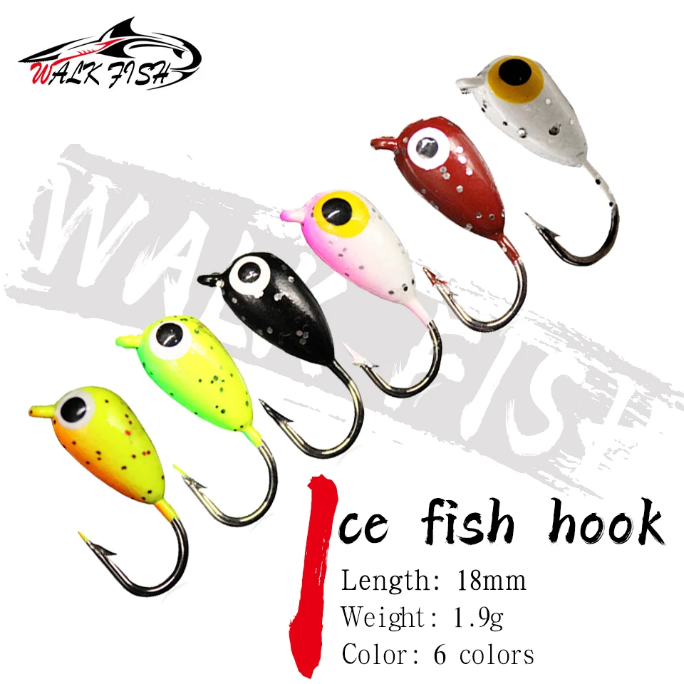 

WALK FISH 6PCS/Lot Lead Head Hooks Crank Jig Fishing Hook Lure 1.8cm 1.9g Winter Ice Mini Metal Bait Fish Fishing Tackles
