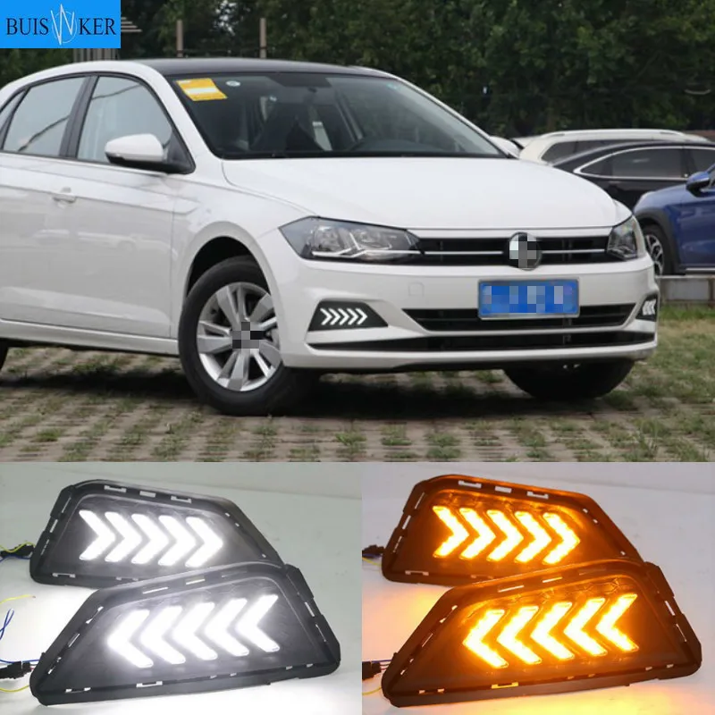 

3 цвета СВЕТОДИОДНЫЙ DRL Дневной светильник для VW Polo 2019 + дневные ходовые огни светильник 3Y фар дальнего света монитор измеряет динамическое поворотов + голубой режим