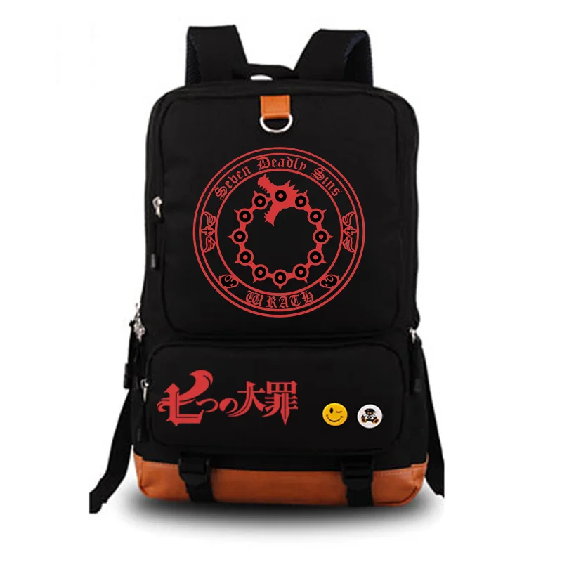 style3 black The Seven Deadly Sins логотип Школьная Сумка Мультфильм светящийся в темноте рюкзак студенческий школьный рюкзак ноутбук рюкзак ежедневный рюкзак - Цвет: style3 black