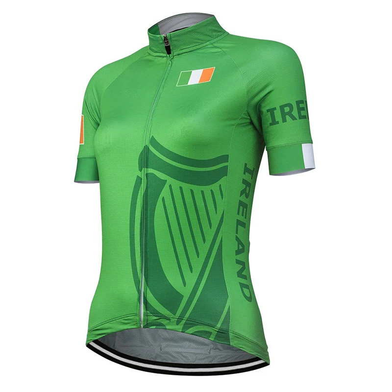 

Lreland New Cycling Jersey Women Bike Road Mountain Race Green Short Tops Bicycle Clothes Racing clothing