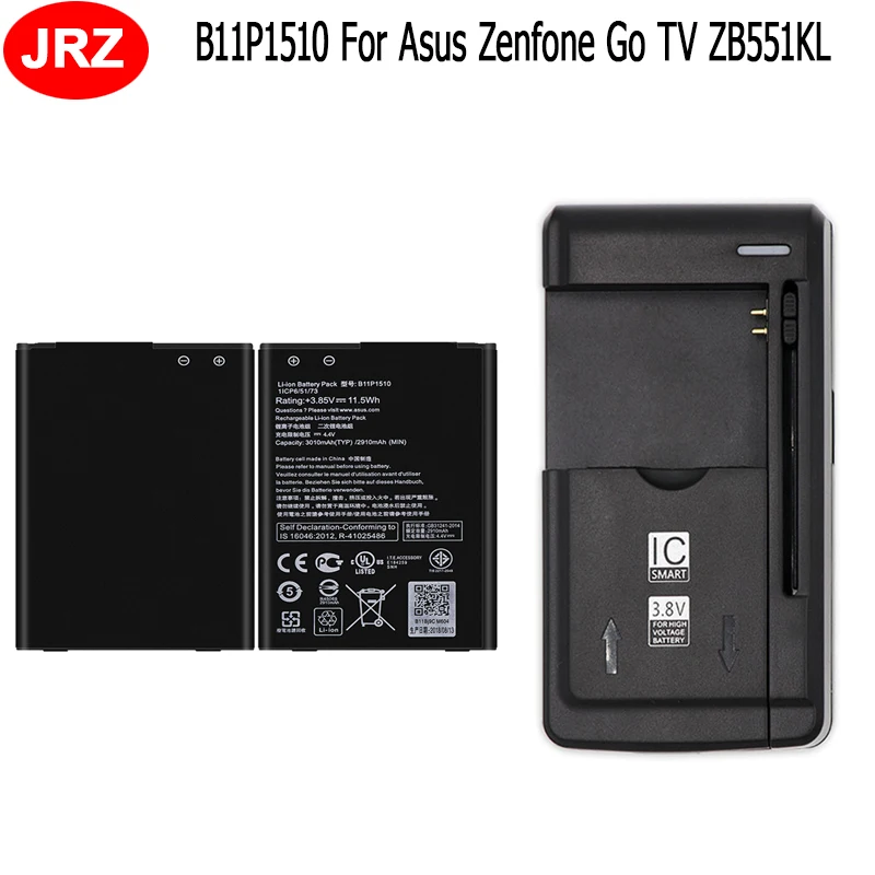 2 шт. батарея + зарядка для Asus Zenfone Go TV ZB551KL X013DB 3010mAh Мобильный телефон замена B11P1510