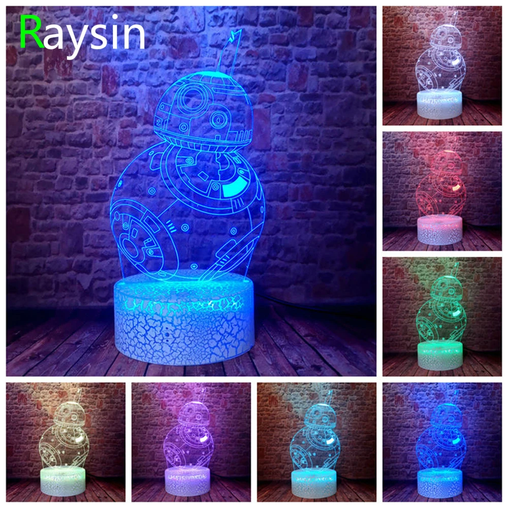 Star Wars Legends Robot BB-8 BB8 3D lámpara táctil mesa de escritorio Led luz nocturna perfecta regalos de navidad impresionantes regalo para tus hijos