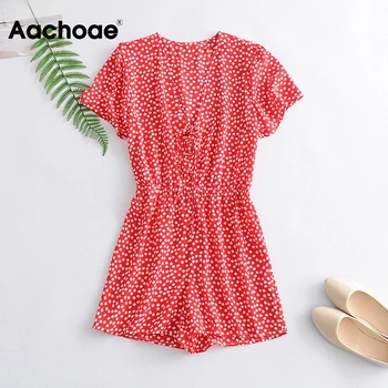 

Summer Fashion Floral Print Playsuit Women Short Sleeve Casual Bodysuit Bow Tie Decorate Short Rompers Ladies Ropa De Mujer XS-L