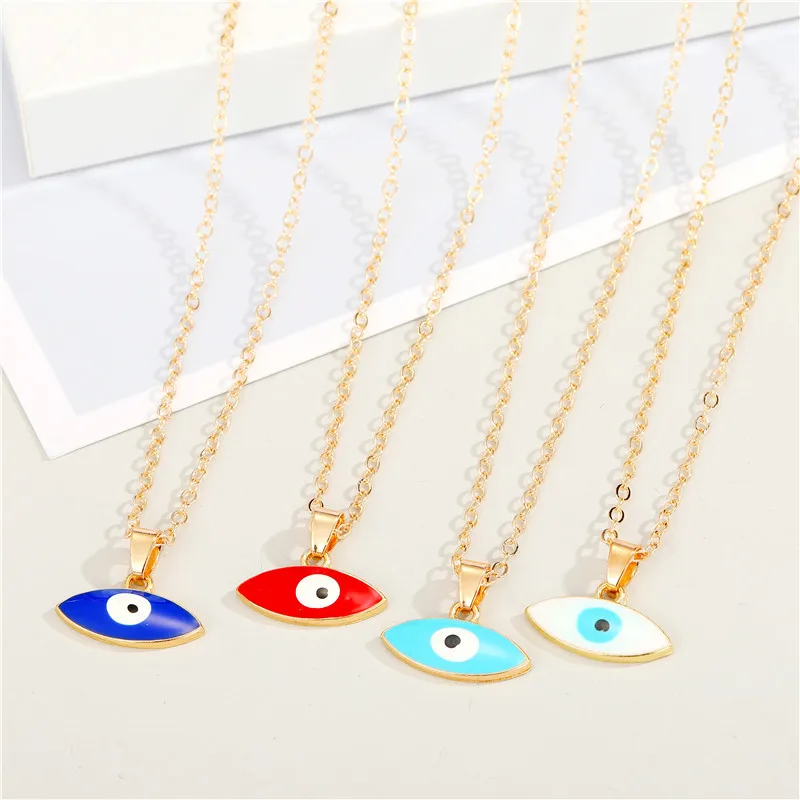 Evil Eye pendant necklace on gold chain