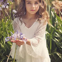 

2020 MYYBLE New Arrival White Soft Sweet Kid Flower Girl Dresses Lace Mesh Evening Gowns For Wedding Communion Dresses Vestido