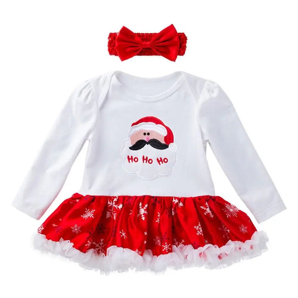 Детская Рождественская одежда; комбинезон для новорожденных девочек; Детская Новогодняя одежда для маленьких детей; платье в горошек+ повязка на голову; комплект из 2 предметов - Цвет: Color 13