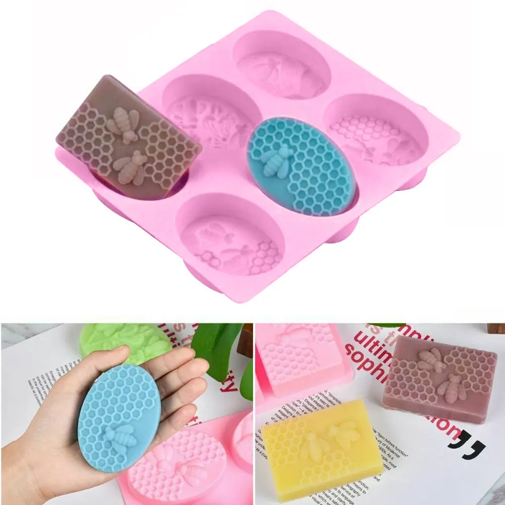 

Honey Bee Silicone Soap Mold 1Pc 6 Bars DIY Handmade Craft 3D Soap Making
