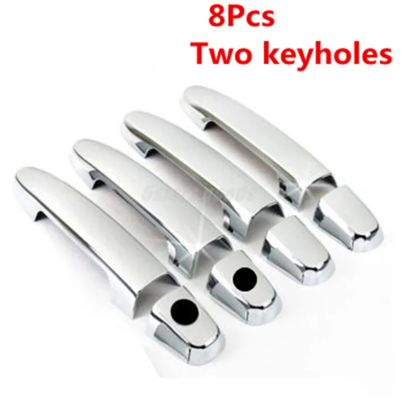 Автомобильные хромированные дверные ручки/дверные миски, крышки для Toyota Corolla 2003-2013/RAV4/Camry/Highlander/Matrix RAV4 Yaris - Цвет: 8Pcs 2 Keyholes