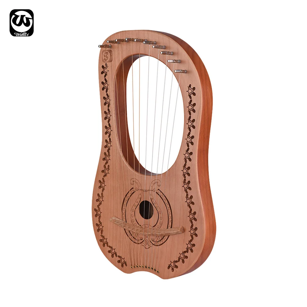 

10-String Wooden Lyre Harp Metal Strings Maple Wood Topboard Mahogany Backboard String Instrument with Carry Bag WH-11