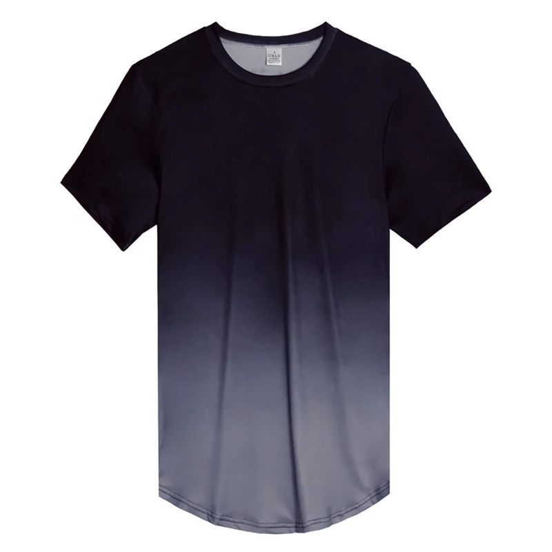 Новая модная футболка градиентного цвета, Мужская быстрокомпрессионная дышащая мужская футболка с коротким рукавом для фитнеса, Спортивная облегающая Повседневная футболка