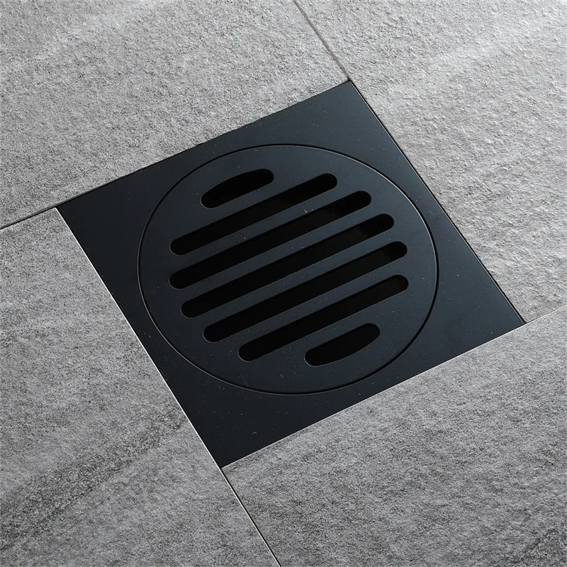 

Copper Straight Row Black And White with Pattern Square round Floor Drain Large Flow Deodorizing Pest Control Anti-Water Floor D