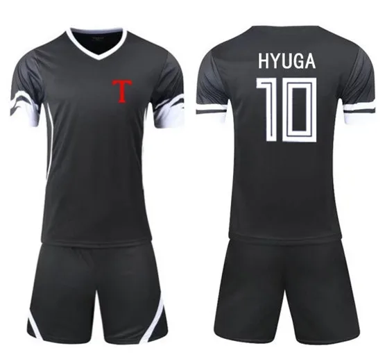 

JP Anime Captain Tsubasa Toho Academy Socer Clothing Sets NO.10 Kojirou Hyuga Cosplay Dark Gray Jersey Suit