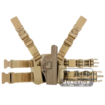 

Tactical Level 2 Serpa Right Hand Drop Leg Thigh Quick Draw Pistol Holster w/ Mag. & Flashlight Pouch For Glock 17 19 22 23 31