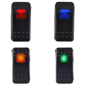

4Pcs 4Pin Blue Orange Red Green Color Waterproof 12V 20A Bar Rocker Toggle Switch Red LED Light Car Boat VEQ13