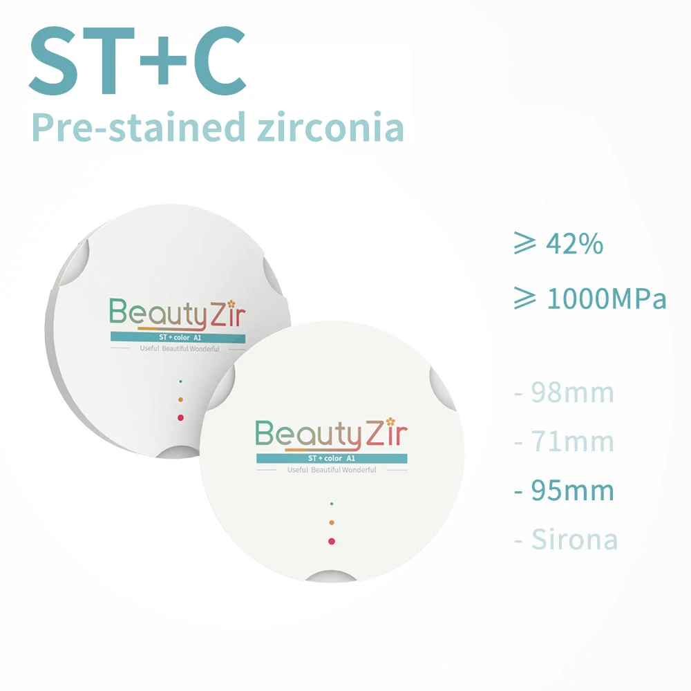 

ST+ pre-shaded Zirkon Zahn(95mm)(Thickness 14mm)Beautyzir dental zirconia blocks high strength high translucency