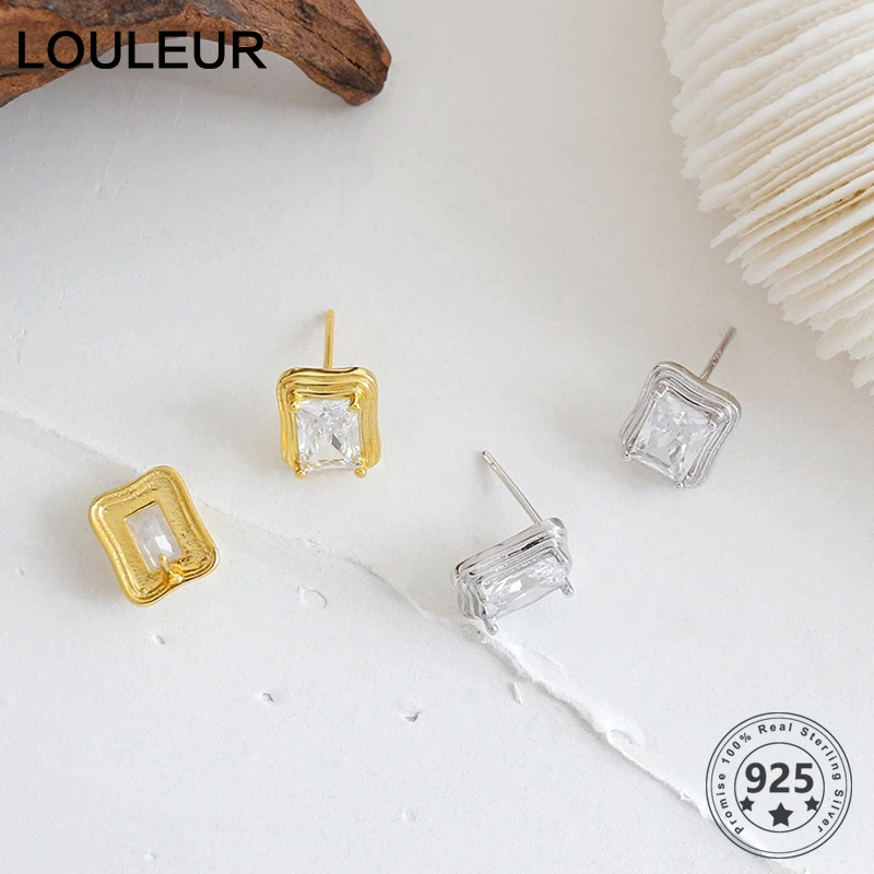 Женские серьги из стерлингового серебра 925 пробы с цирконием LouLeur элегантные