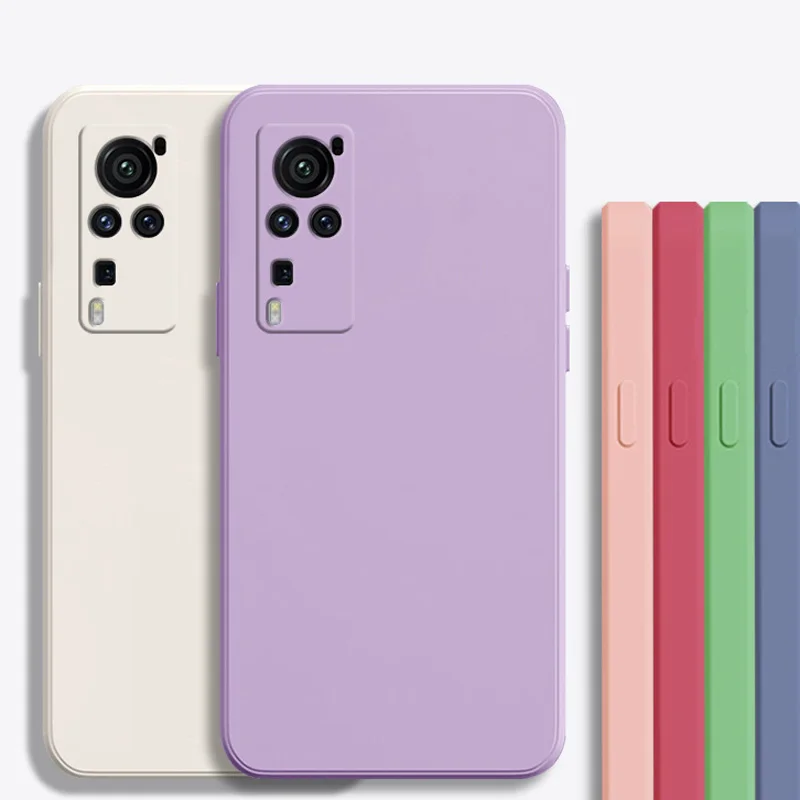 Модный силиконовый чехол с квадратной рамкой для телефона Vivo S1 Pro X50 X60 Global Y17 Y19 Y20 X