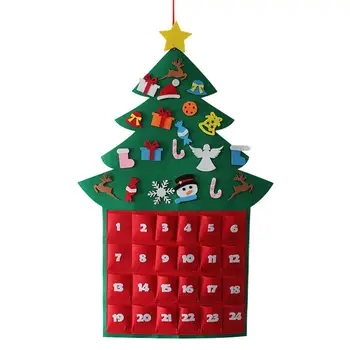 

1PCS DIY Felt Calendar Christmas Tree Pendants Wall Hanging Decor Stickers Xmas Ornament Children Gift For Home Christmas Decor