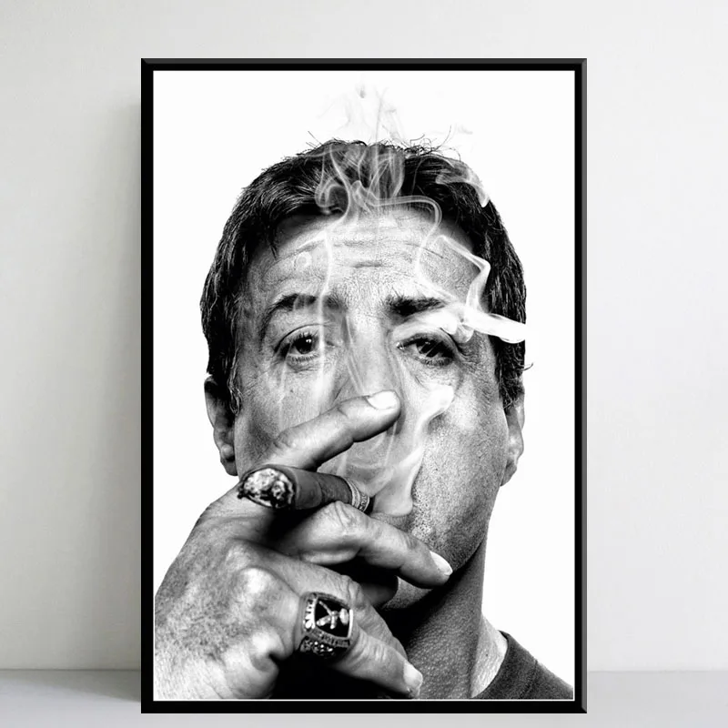 Сильвестр Сталлоне курительная сигара фильм звезда художественная живопись Шелковый Холст плакат настенный домашний декор