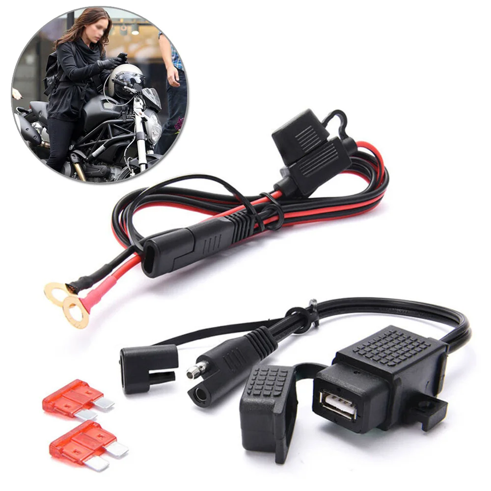 

Motorcycle SAE To USB GPS Charger Cable Adapter & Ring Terminal Extension Cable