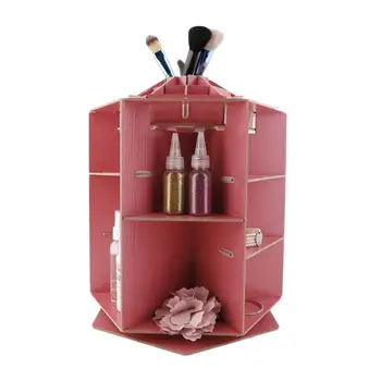 

Wooden 360 Degrees Rotatable Makeup Cosmetics Jewelry Storage Box Case Organizer For Cosmetics Dresser Desktop